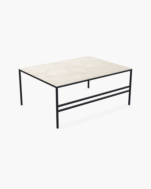Outdoor Lounge Table Anton Large, black powder-coated stainless steel frame with Dekton Grigio top