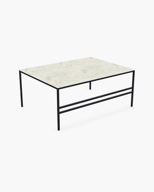 Outdoor Lounge Table Anton Large, black powder-coated stainless steel frame with Dekton Sabbia top