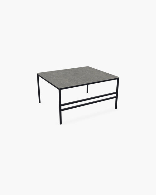 Outdoor Lounge Table Anton Medium, black powder-coated stainless steel frame with Dekton Grafite top