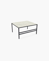 Outdoor Lounge Table Anton Medium, black powder-coated stainless steel frame with Dekton Sabbia top