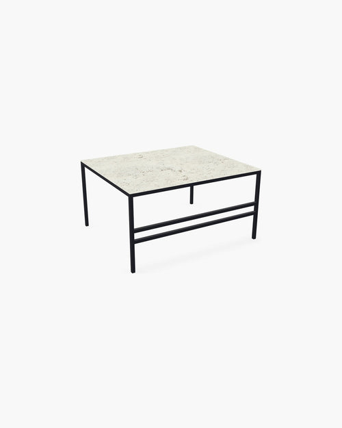 Outdoor Lounge Table Anton Medium, black powder-coated stainless steel frame with Dekton Sabbia top