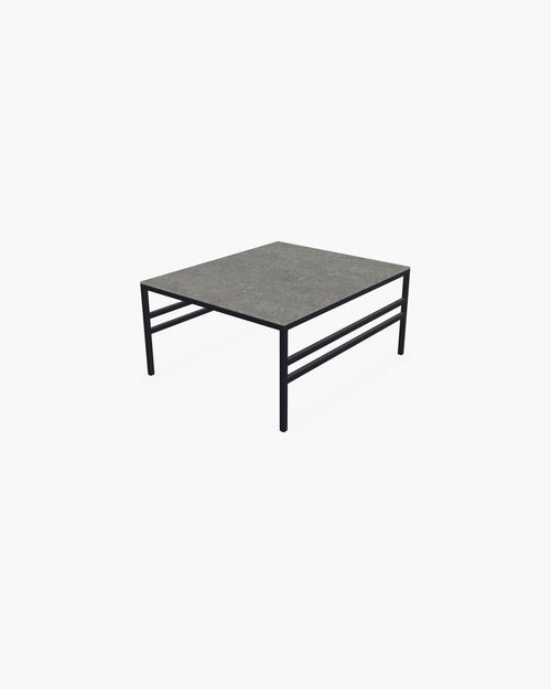Outdoor Lounge Table Anton Small, black powder-coated stainless steel frame with Dekton Grafite top