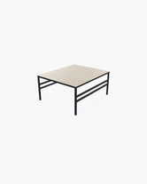 Outdoor Lounge Table Anton Small, black powder-coated stainless steel frame with Dekton Grigio top