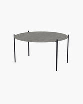 Outdoor Lounge Table Leo Large, black powder-coated stainless steel frame with round Dekton Grafite top