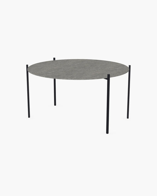 Outdoor Lounge Table Leo Large, black powder-coated stainless steel frame with round Dekton Grafite top