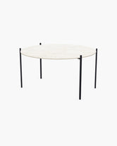 Outdoor Lounge Table Leo Large, black powder-coated stainless steel frame with round Dekton Grigio top