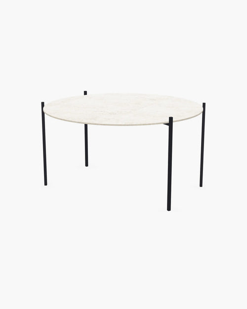 Outdoor Lounge Table Leo Large, black powder-coated stainless steel frame with round Dekton Grigio top