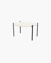 Outdoor Lounge Table Leo Small, black powder-coated stainless steel frame with round Dekton Grigio top