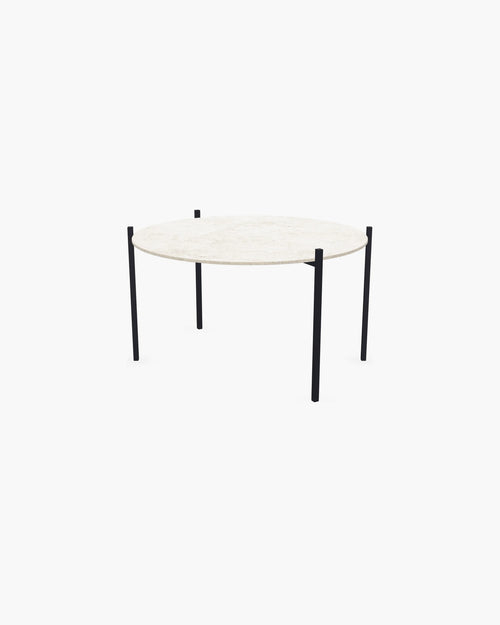 Outdoor Lounge Table Leo Small, black powder-coated stainless steel frame with round Dekton Grigio top