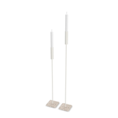 Floor Candle Holder Vera Set of 2, beige powder-coated steel frame on Moorland fog Caesarstone base