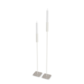 Floor Candle Holder Vera Set of 2, beige powder-coated steel frame on Turbin grey Caesarstone base