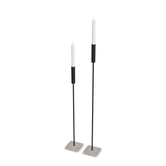 Floor Candle Holder Vera Set of 2, black powder-coated steel frame on Turbin grey Caesarstone base