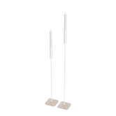Floor Candle Holder Vera Set of 2, white powder-coated steel frame on Moorland fog Caesarstone base