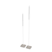 Floor Candle Holder Vera Set of 2, white powder-coated steel frame on Turbin grey Caesarstone base