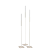 Floor Candle Holder Vera Set of 3, beige powder-coated steel frame on Moorland fog Caesarstone base