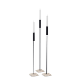 Floor Candle Holder Vera Set of 3, black powder-coated steel frame on Moorland fog Caesarstone base