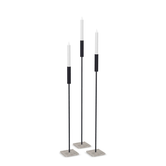 Floor Candle Holder Vera Set of 3, black powder-coated steel frame on Turbin grey Caesarstone base