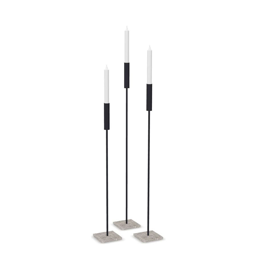 Floor Candle Holder Vera – Set of 3 – Black Frame – Turbin Grey
