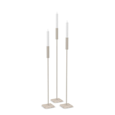 Floor Candle Holder Vera Set of 3, taupe powder-coated steel frame on Moorland fog Caesarstone base