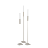 Floor Candle Holder Vera Set of 3, taupe powder-coated steel frame on Turbin grey Caesarstone base
