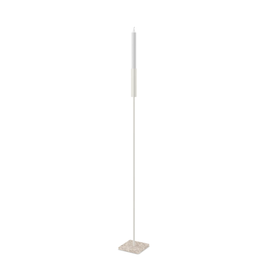 Floor Candle Holder Vera – Large – Beige Frame – Moorland Fog