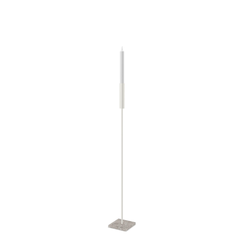 Floor Candle Holder Vera Medium, beige powder-coated steel frame on Turbin grey Caesarstone base