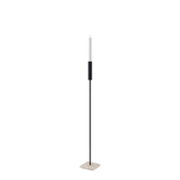Floor Candle Holder Vera Medium, black powder-coated steel frame on Moorland fog Caesarstone base