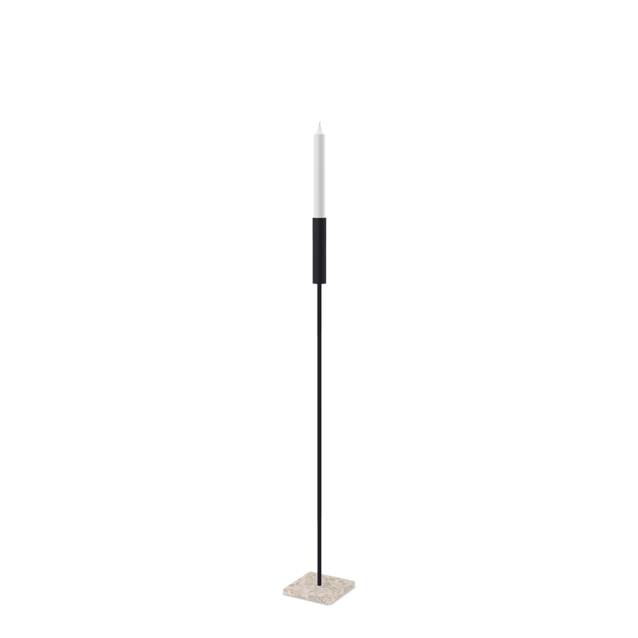 Floor Candle Holder Vera – Medium – Black Frame – Moorland Fog