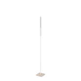 Floor Candle Holder Vera Medium, white powder-coated steel frame on Moorland fog Caesarstone base
