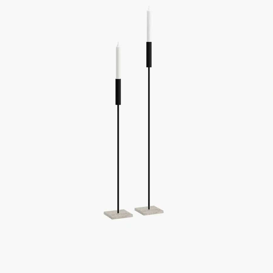 Floor Candle Holder Vera – Set of 2 – Black Frame – Moorland Fog