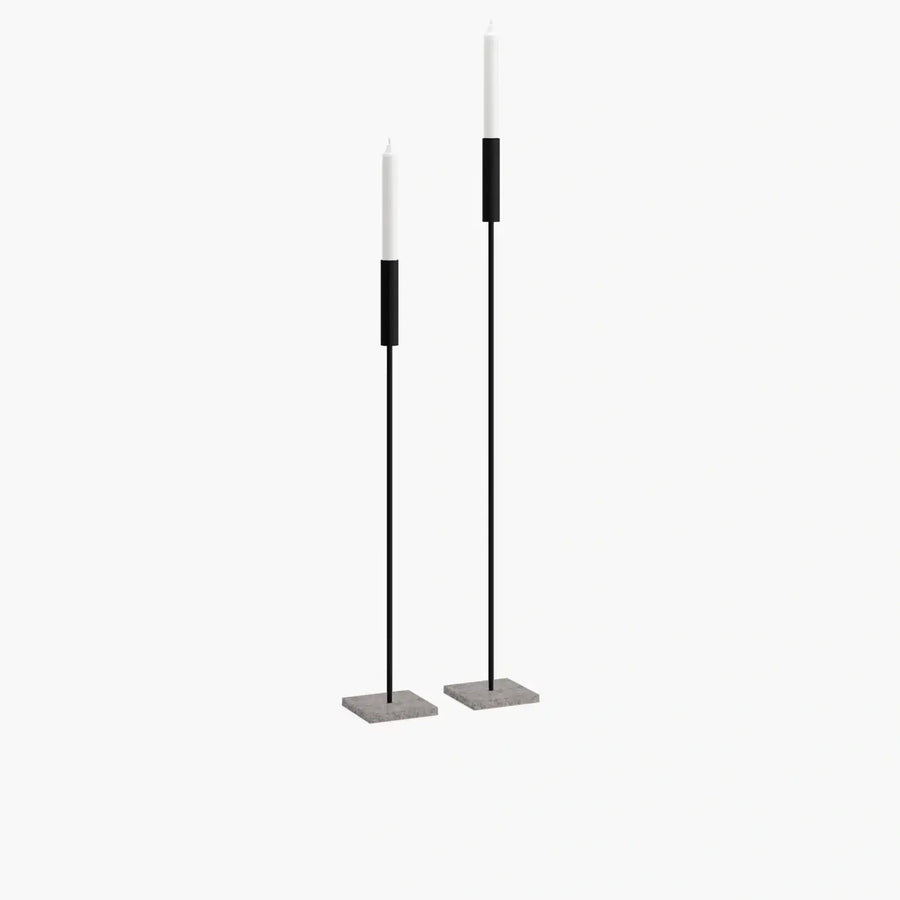 Floor Candle Holder Vera – Set of 2 – Black Frame – Turbin Grey