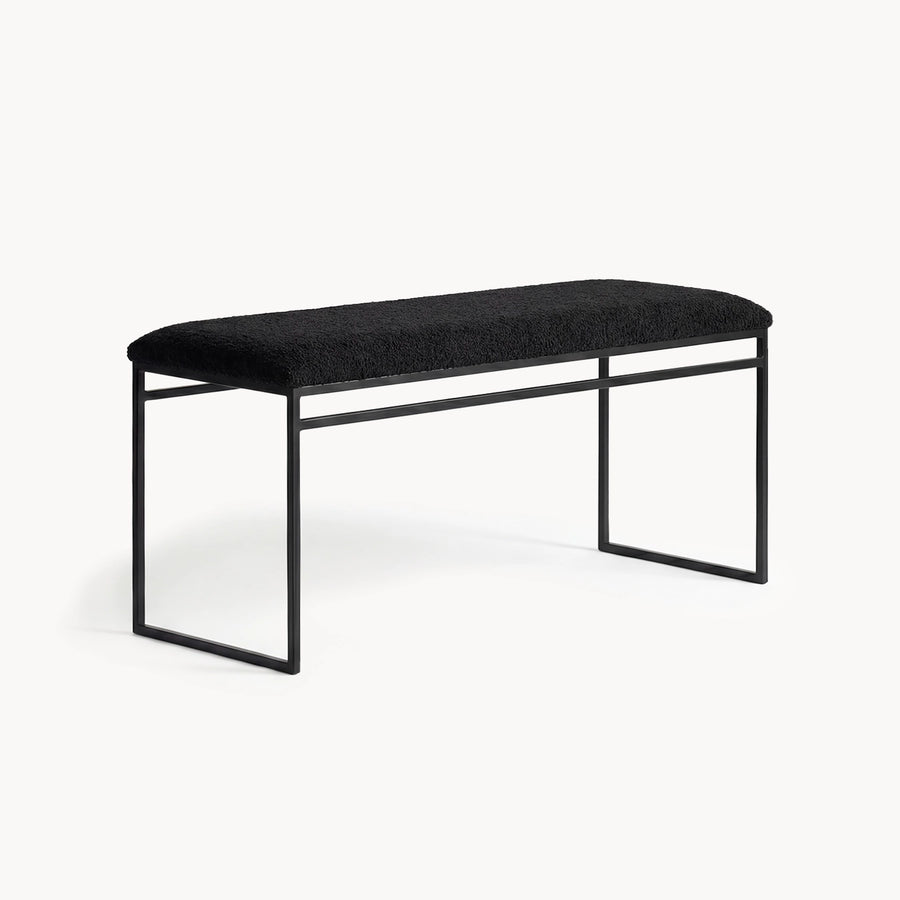 Hallway Bench Wilma – Black Frame – Black Bouclé