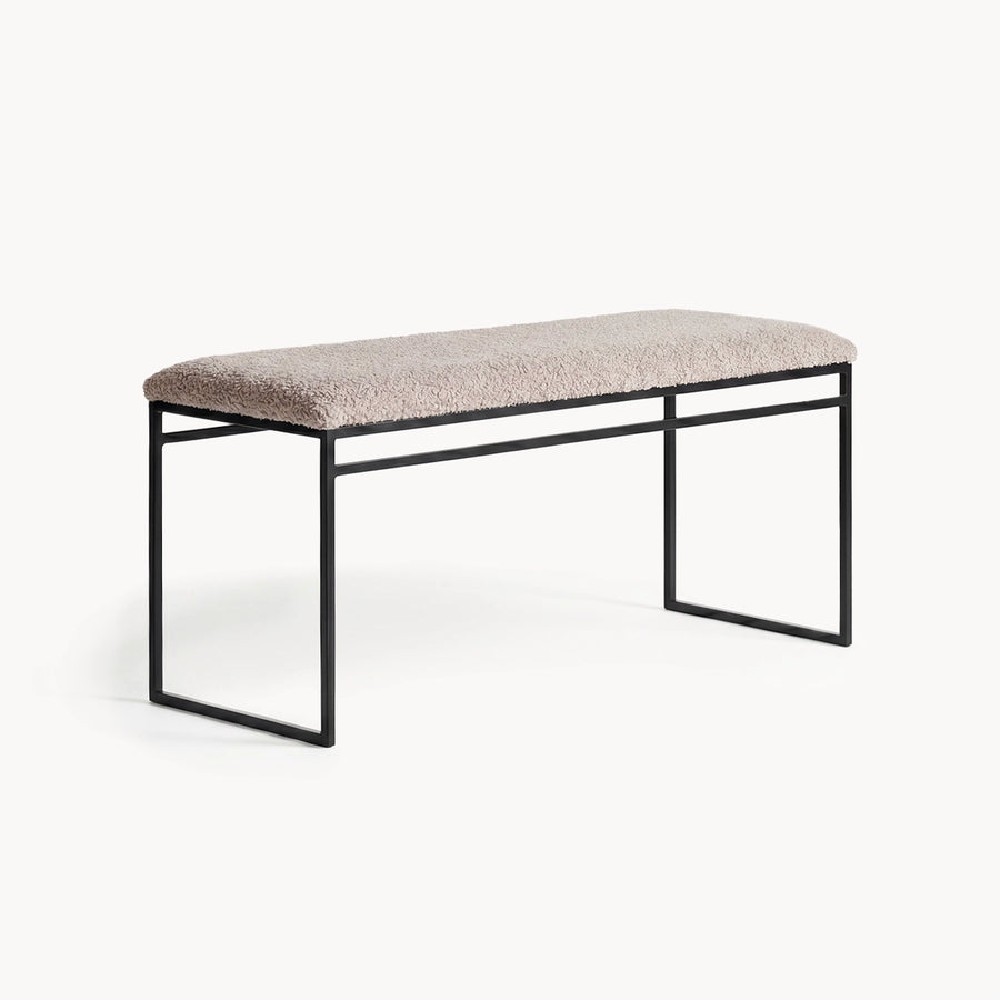 Sittbänk Wilma – Svart ram – Greige bouclé