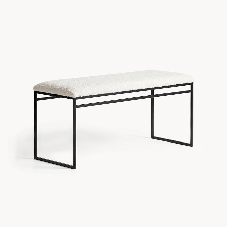 Hallway Bench Wilma – Black Frame – Ivory Bouclé