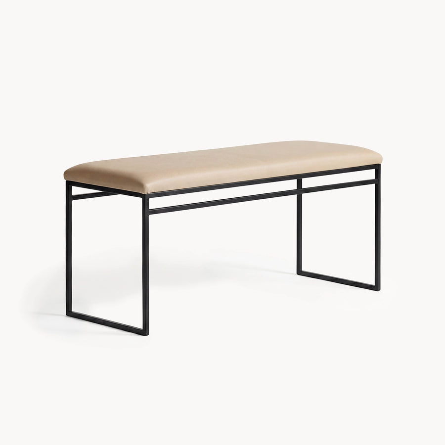 Hallway Bench Wilma – Black Frame – Latte Leather