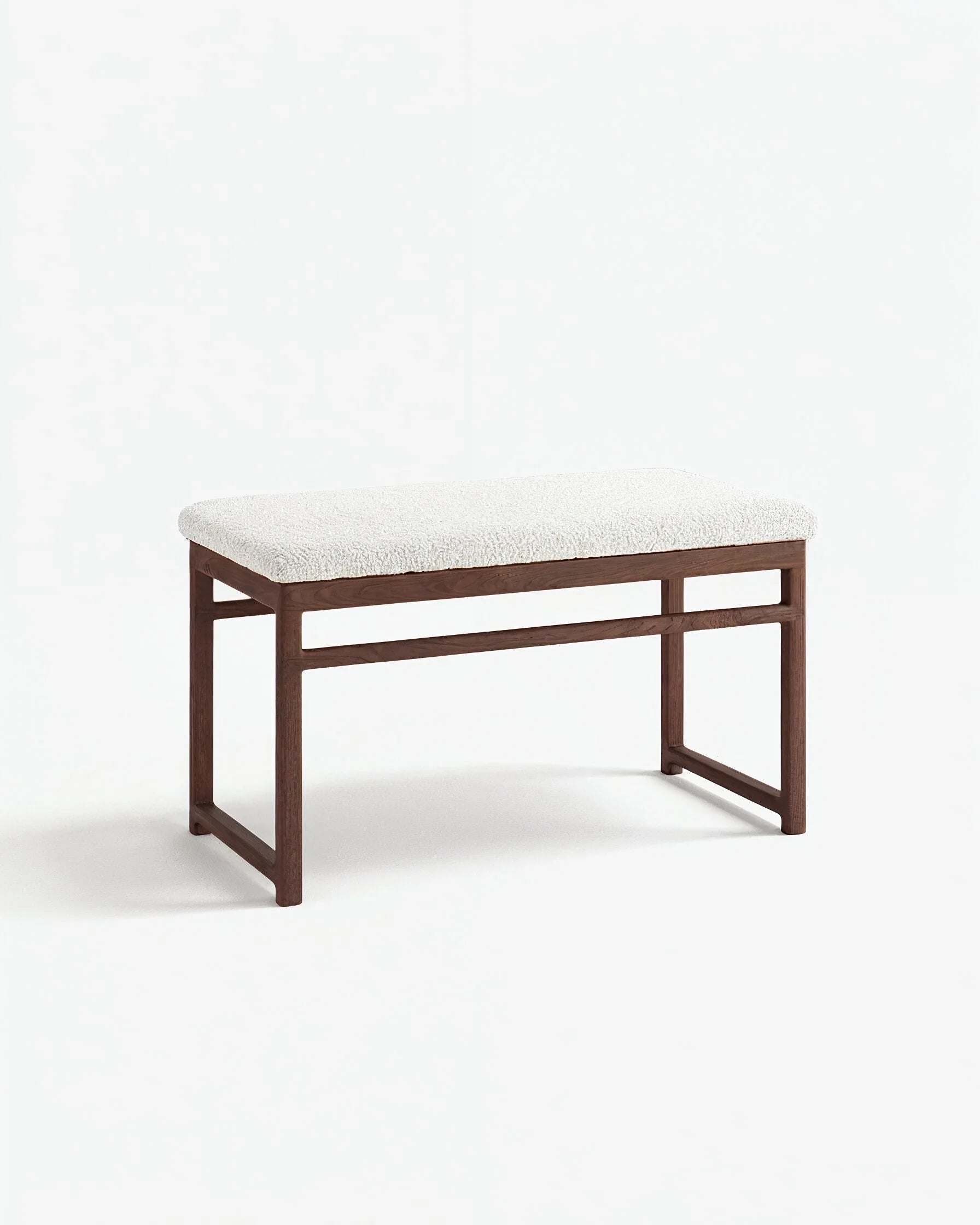 Wilma wood bench - Dark oak - Ivory bouclé