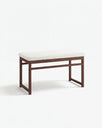 Wilma wood bench - Dark oak - Ivory bouclé