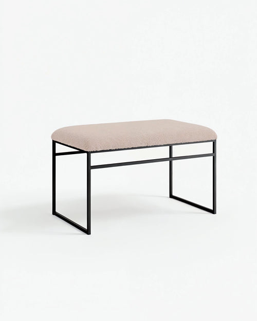 Wilma Bench - Black - Greige bouclé