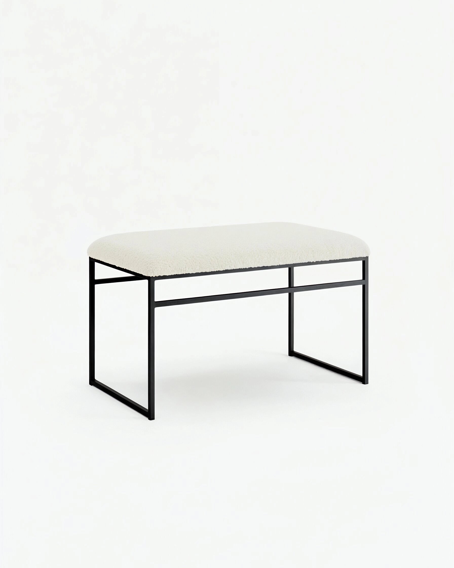 Wilma Bench - Black - Ivory bouclé