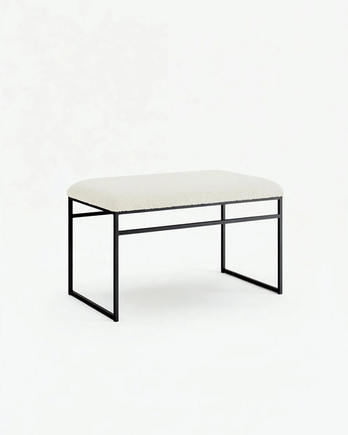 Wilma Bench - Black - Ivory bouclé