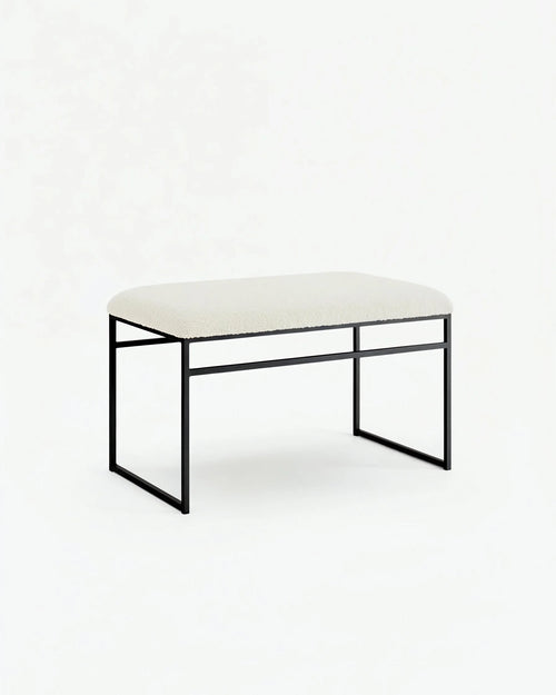 Wilma Bench - Black - Ivory bouclé