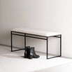 Wilma bench in black with ivory bouclé, perfect for hallway or entryway, showcasing Scandinavian design.