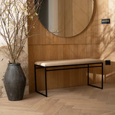 Wilma - Black Frame - Latte leather Cushion from by Crea - Bench.