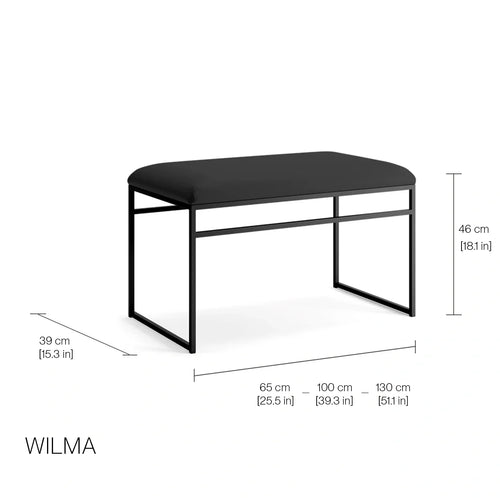 Wilma Bench - Black - Jade black leather