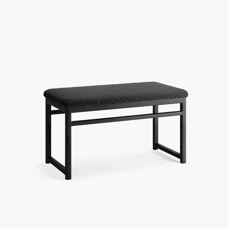 Wooden Bench Alva – Black Oak – Black Bouclé
