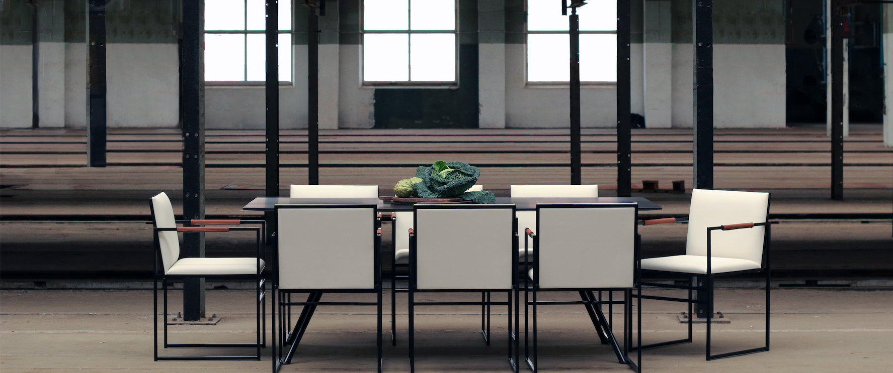 Our sella dining chairs with the Melker table with black frames
